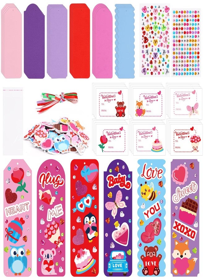 STEFORD 24 Sets Valentine DIY Bookmark Craft Kit, Valentine's Day Foam Stickers Funny Bookmarks Crafts Bulk for Kids School Classroom Activities Party Reading Gift Exchange - Image 1